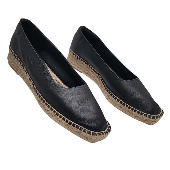 EVERLANE “The Espadrille” Black Leather/Jute Whipstitch & Wedge-Sz 9 - Picture 4 of 8